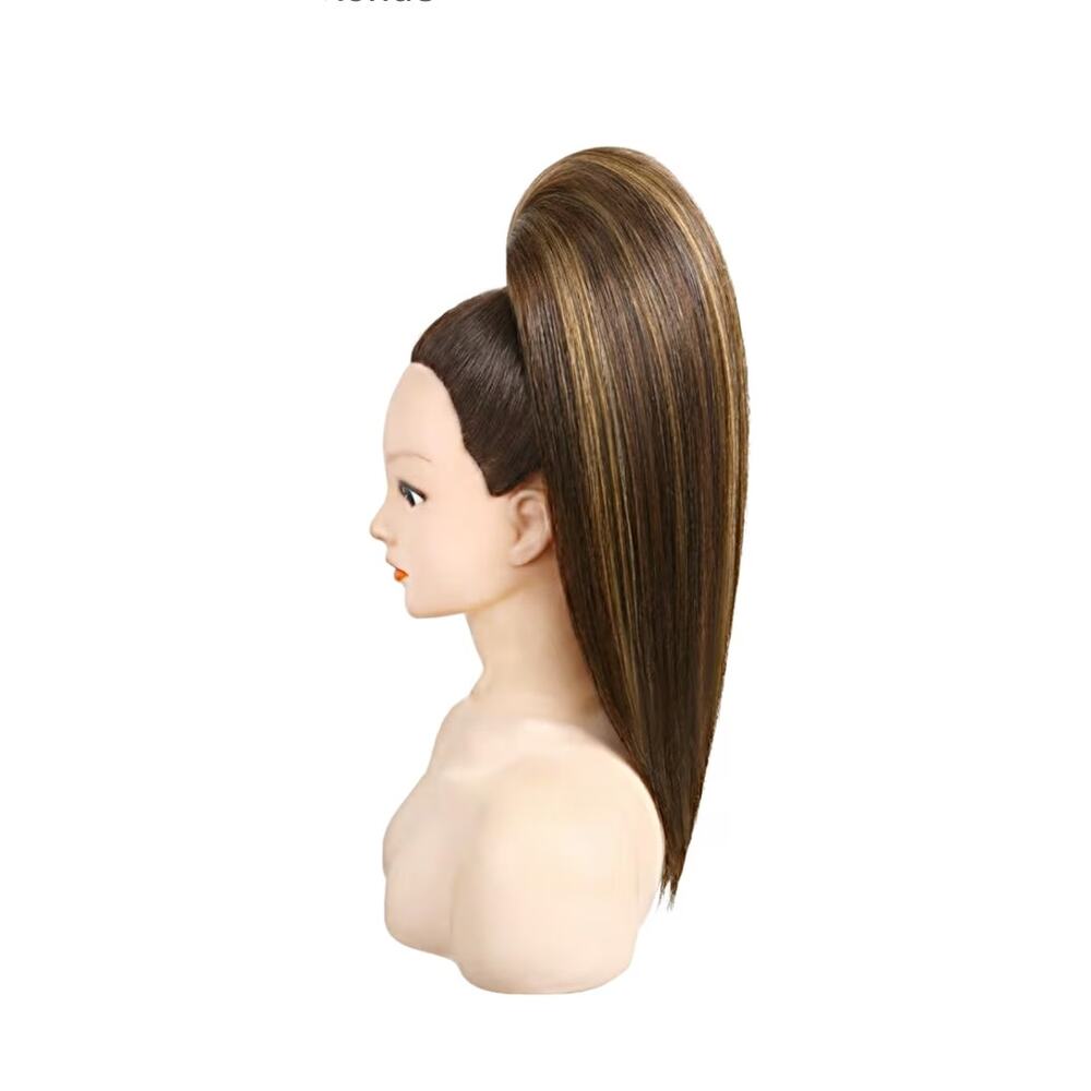 SEIKEA  Ponytail Hair Piece, 100% Real Human Hair 16" Straight BRN/GOLDEN BLONDE